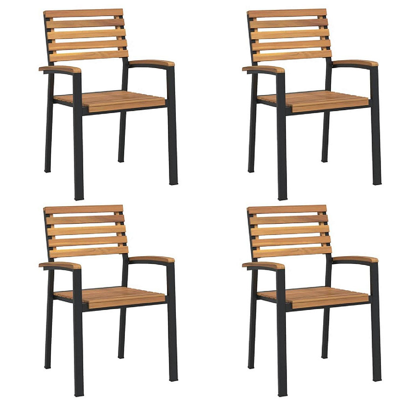 vidaXL Stackable Patio Chairs 4 pcs Solid Wood Acacia and Metal Image