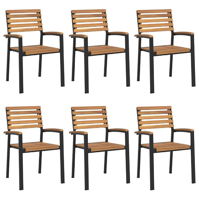 vidaXL Stackable Patio Chairs 6 pcs Solid Wood Acacia and Metal Image