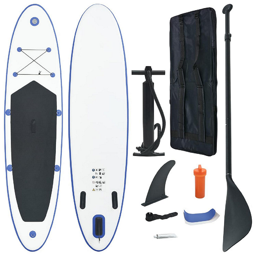 vidaXL Stand Up Paddle Board Set SUP Surfboard Inflatable Blue and White paddleboard Image