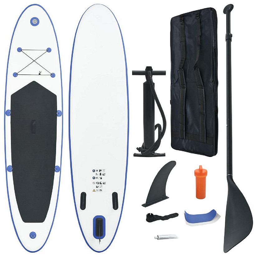 vidaXL Stand Up Paddle Board Set SUP Surfboard Inflatable Blue and White Image
