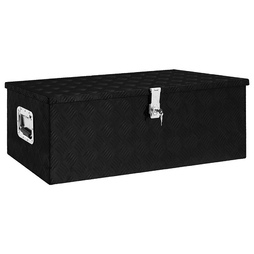 vidaXL Storage Box Black 35.4"x18.5"x13.2" Aluminum Image
