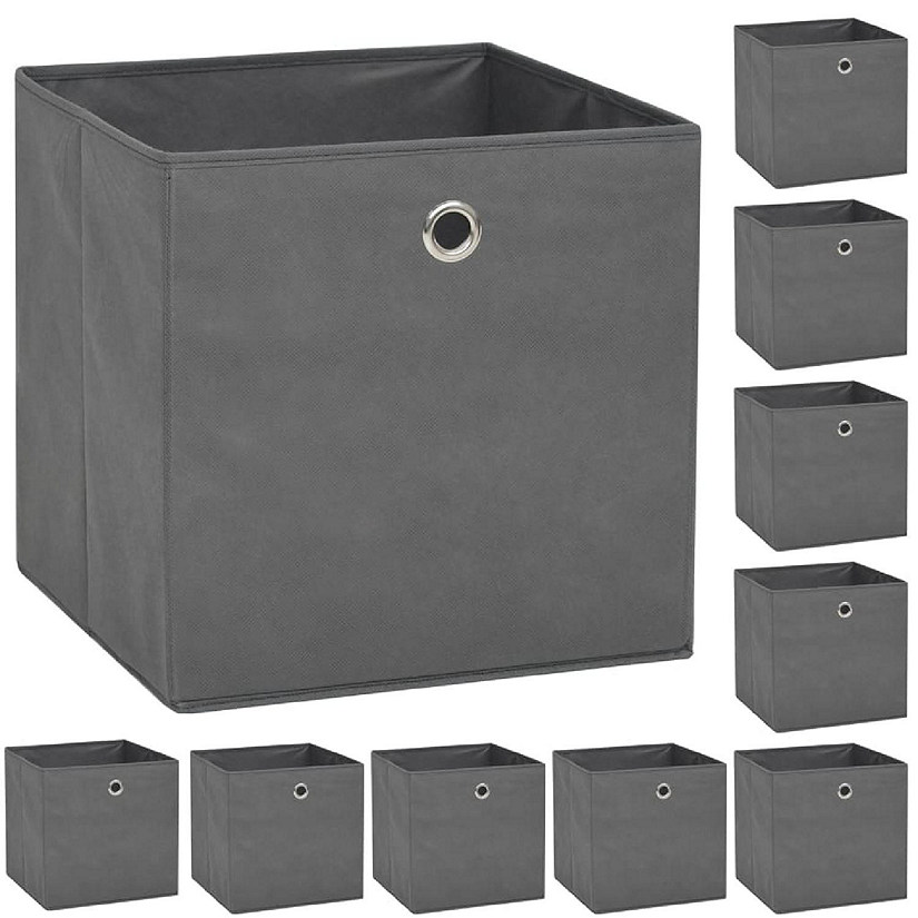 vidaXL Storage Boxes 10 pcs Non-woven Fabric 12.6"x12.6"x12.6" Gray Image