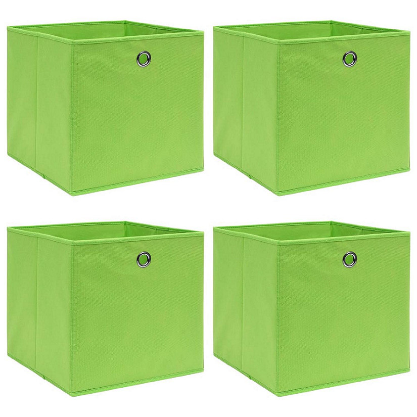 vidaXL Storage Boxes 4 pcs Green 12.6"x12.6"x12.6" Fabric Image