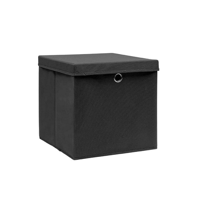 vidaXL Storage Boxes with Covers 4 pcs 11"x11"x11" Black Image