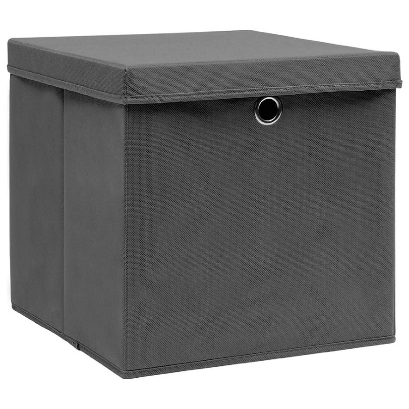 vidaXL Storage Boxes with Covers 4 pcs 11"x11"x11" Gray Image