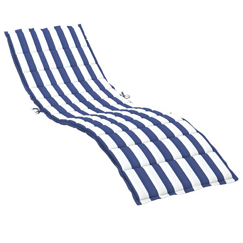 vidaXL Sun Lounger Cushion Blue&White Stripe Oxford Fabric Image