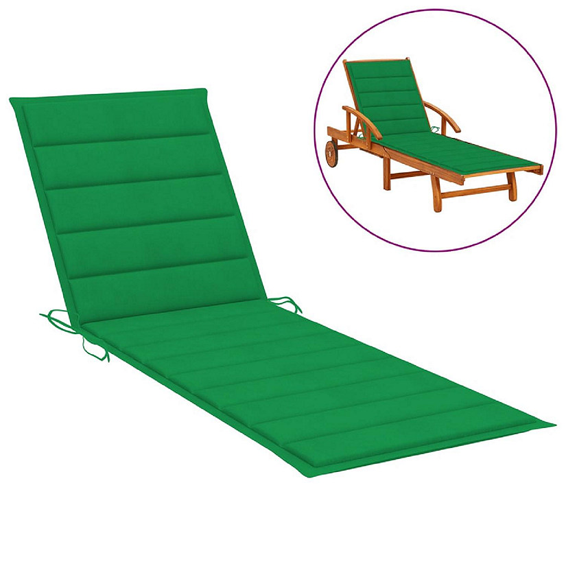 vidaXL Sun Lounger Cushion Green 78.7"x27.6"x1.2" Oxford Fabric Image
