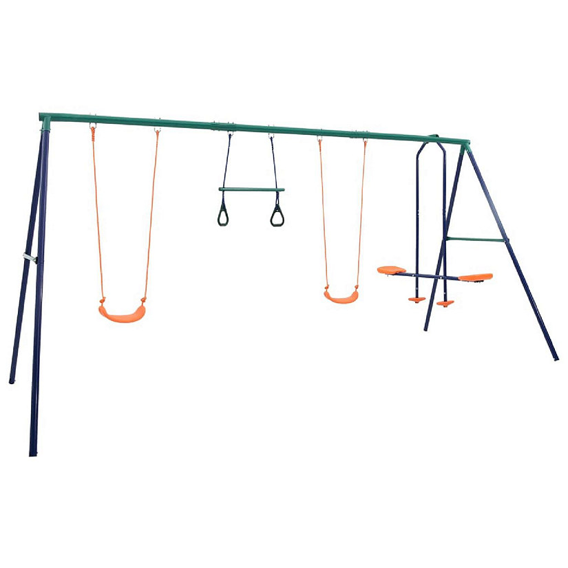 vidaXL Swing Set with Gymnastic Rings and 4 Seats Steel Image