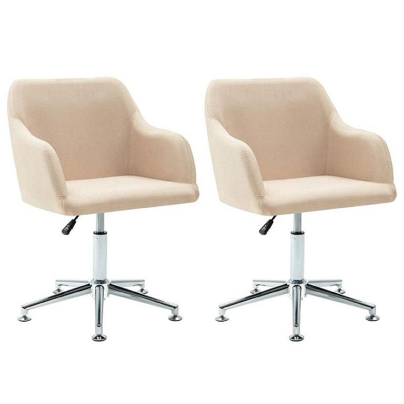 vidaXL Swivel Dining Chairs 2 pcs Cream Fabric Image