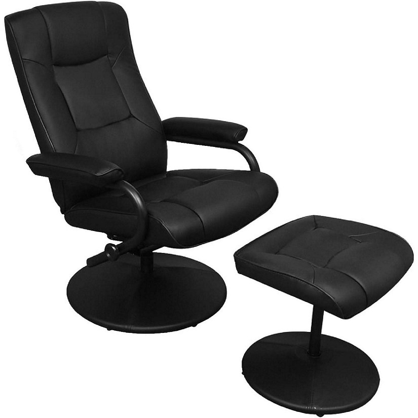 vidaXL Swivel Recliner with Ottoman Black Faux Leather Image