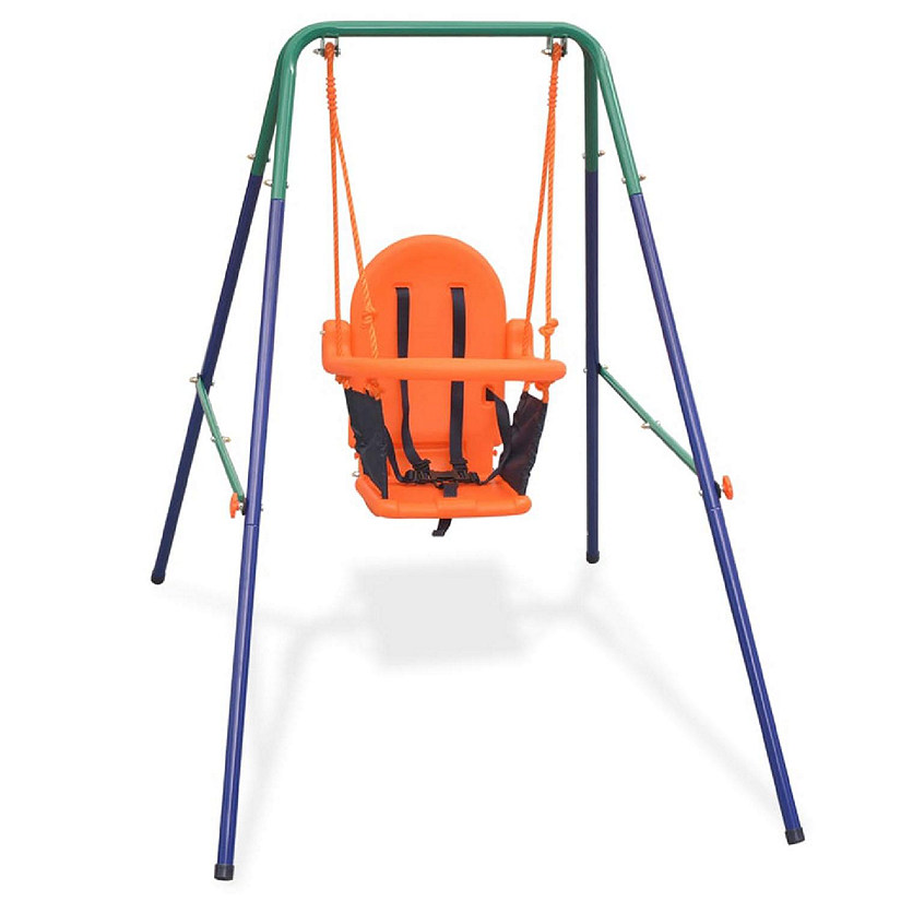 vidaXL Toddler Swing Set with Safety Harness Orange Image