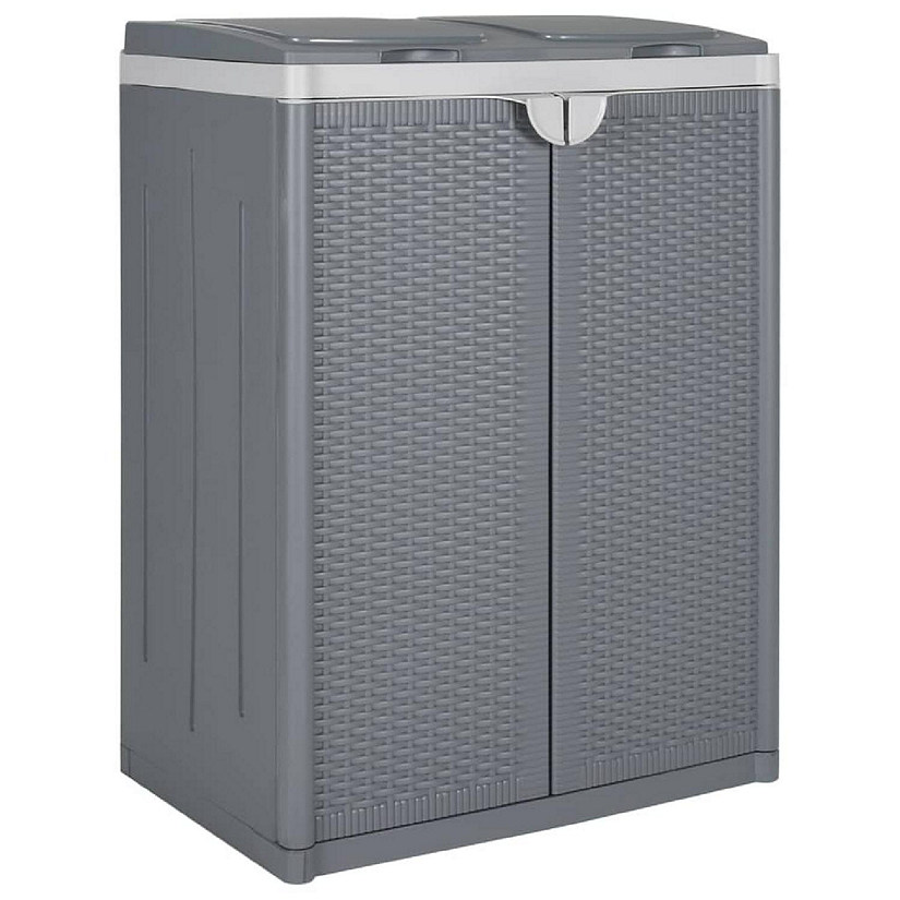 vidaXL Trash Bin with 2 Doors Gray 25.6"x17.7"x34.6" PP Image