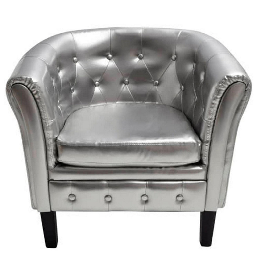 vidaXL Tub Chair Silver Faux Leather Image
