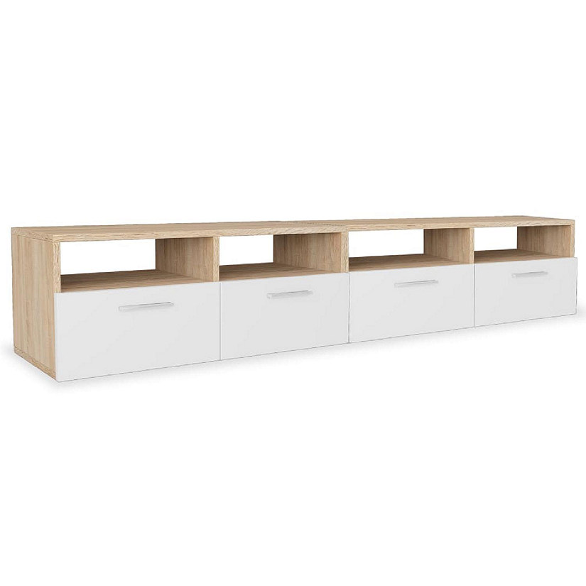 vidaXL TV Stands 2 pcs Engineered Wood 37.4"x13.8"x14.2" Oak and White Image