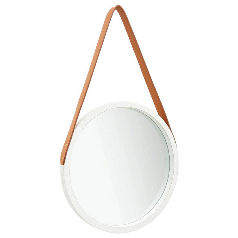 vidaXL Wall Mirror with Strap 15.7" White Image