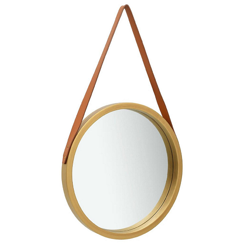 vidaXL Wall Mirror with Strap 16.7" Gold Image
