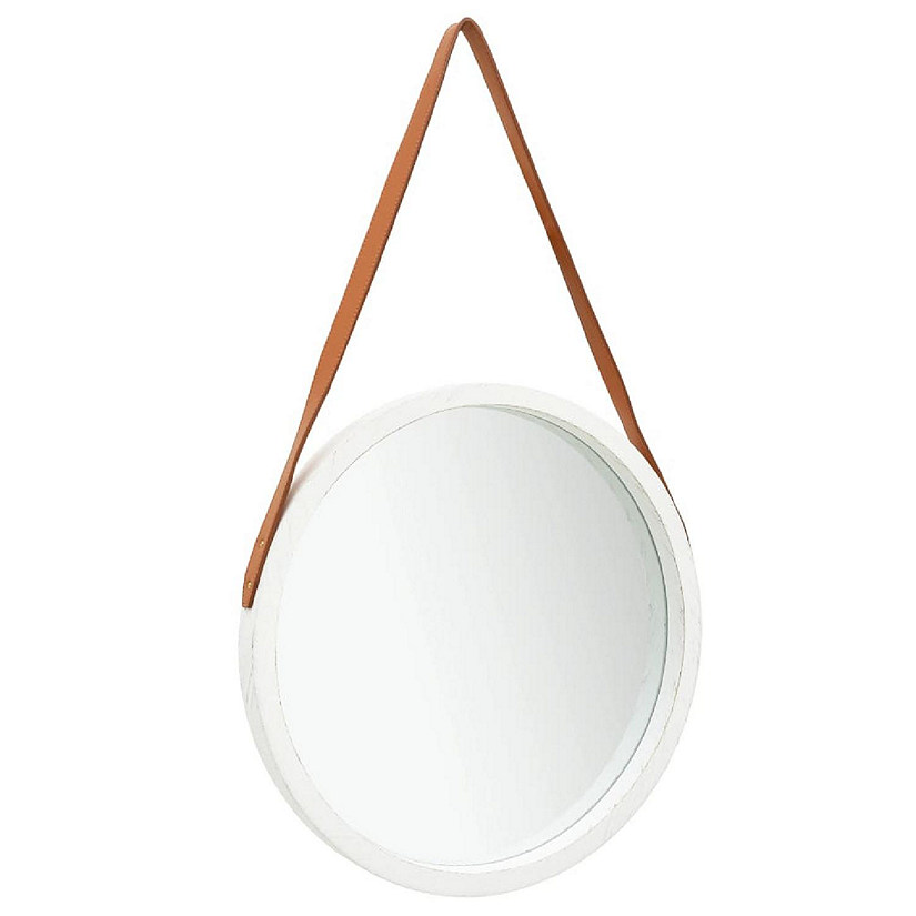 vidaXL Wall Mirror with Strap 16.7" White Image