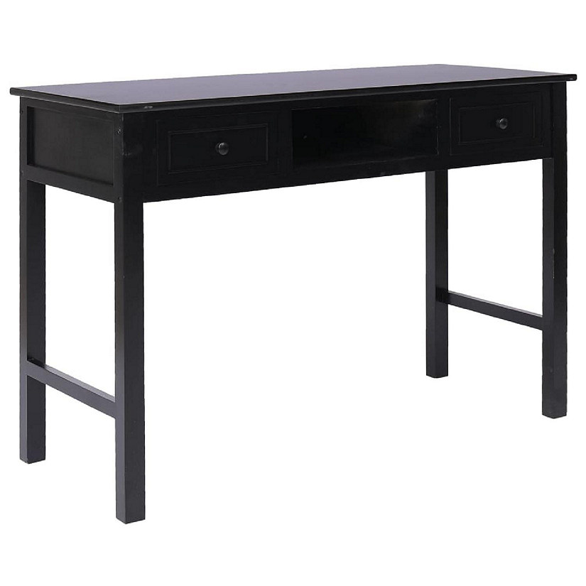 vidaXL Writing Desk Black 43.3"x17.7"x29.9" Wood Image