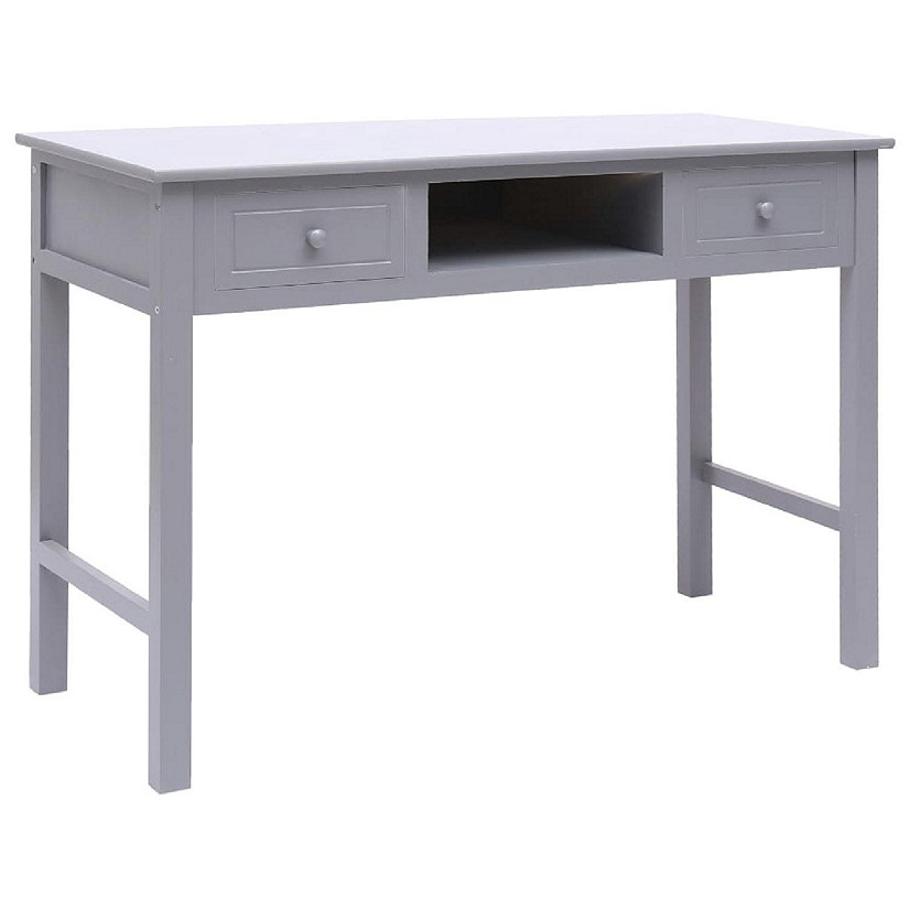 vidaXL Writing Desk Gray 43.3"x17.7"x29.9" Wood Image