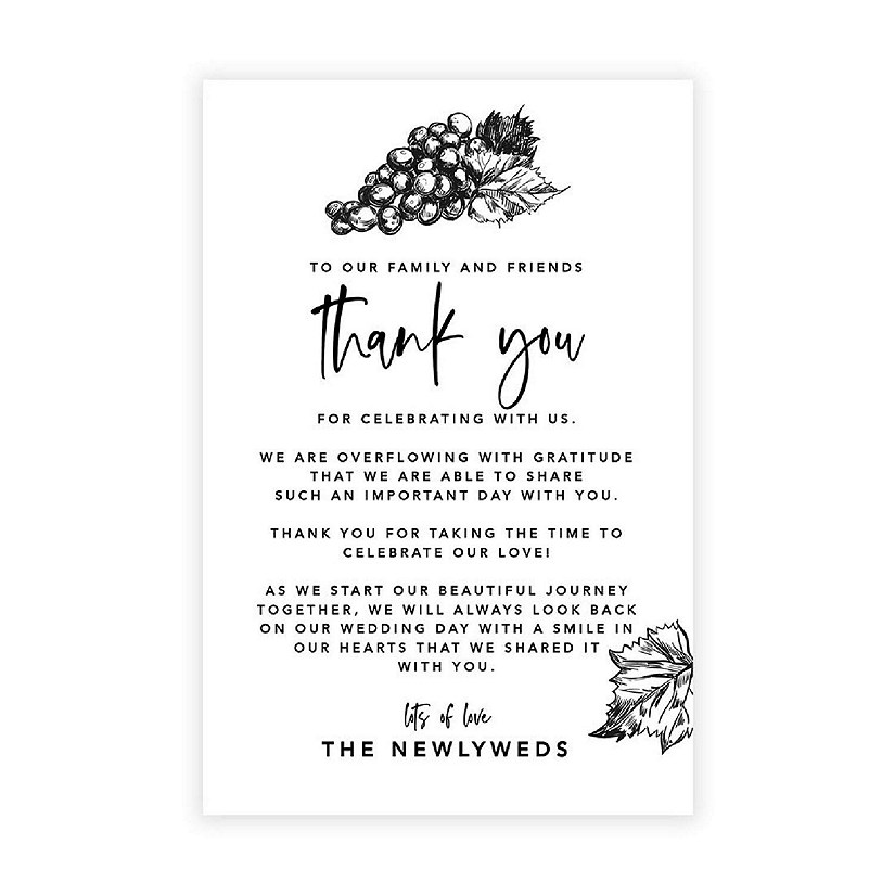 Vineyard Wedding TY Card 4x6IN 56PC Image