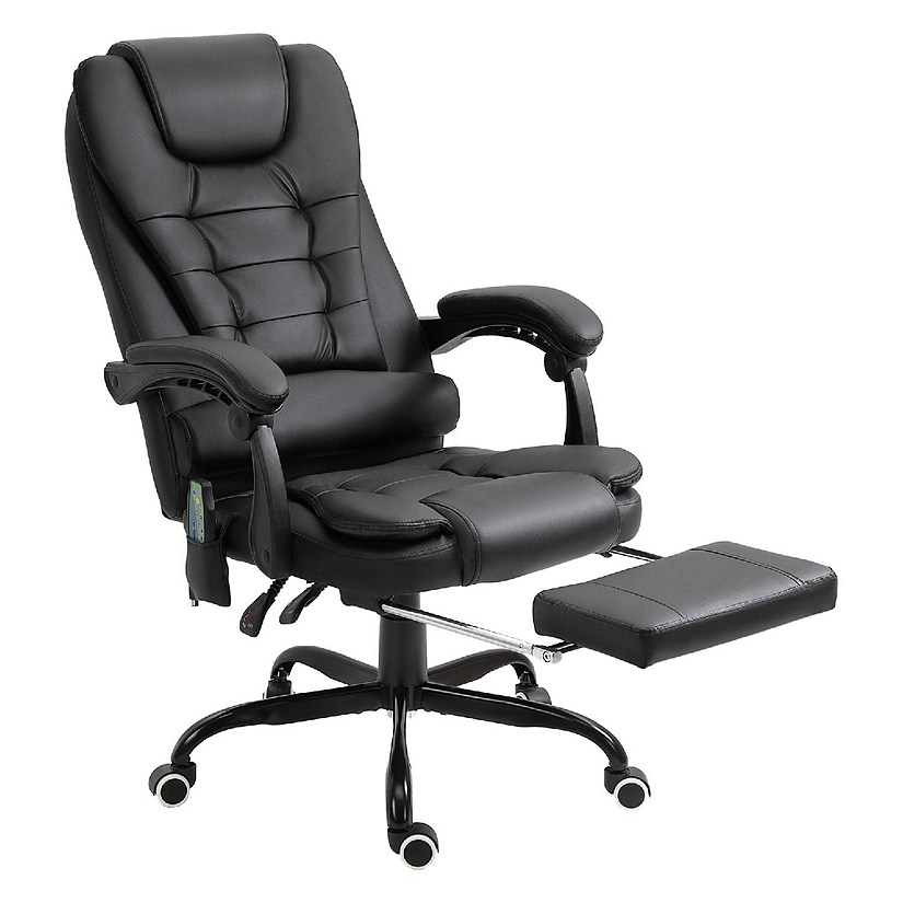 Vinsetto 7 Point Vibrating Massage Office Chair High Back Executive Recliner Lumbar Support Footrest Reclining Back Adjustable Height Black Image