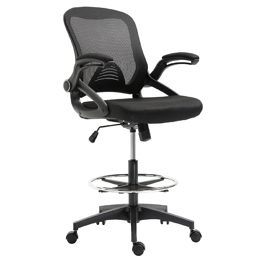 Vinsetto Drafting Office Chair with Lumbar Support Flip Up Armrests