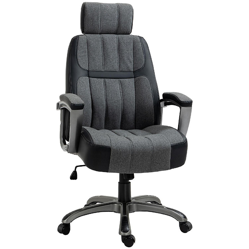 Vinsetto High Back Home Office Chair 400lbs with Wide Seat Linen PU High  Back Home Chair Computer Desk Chair with Adjustable Height Swivel Wheel  Black/Grey