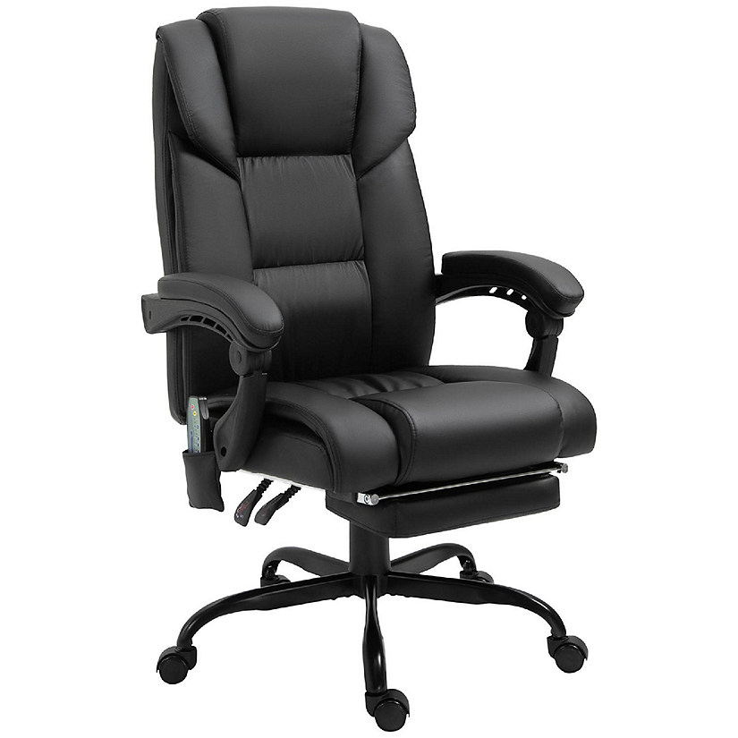 Vinsetto High Back Massage Office Desk Chair with 6 Point Vibrating Pillow  Computer Recliner Chair with Retractable Footrest and Adjustable Lumbar  Support Black