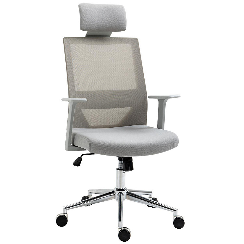 Vinsetto Ergonomic Mesh Office Chair with Lumbar Back Support Swivel  Rocking Computer Chair with Adjustable Height and Armrests for Home Office  Grey