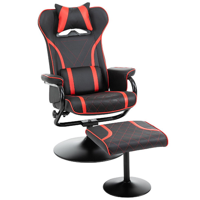 Vinsetto High Back Video Gaming Recliner with Ottoman Racing Style PC  Computer Office Chair Swivel with Headrest and Lumbar Support Adjustable  Height Black/Red