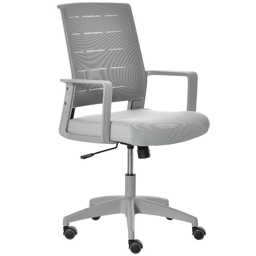 Vinsetto White, Mid-Back Home Office Chair Adjustable Height