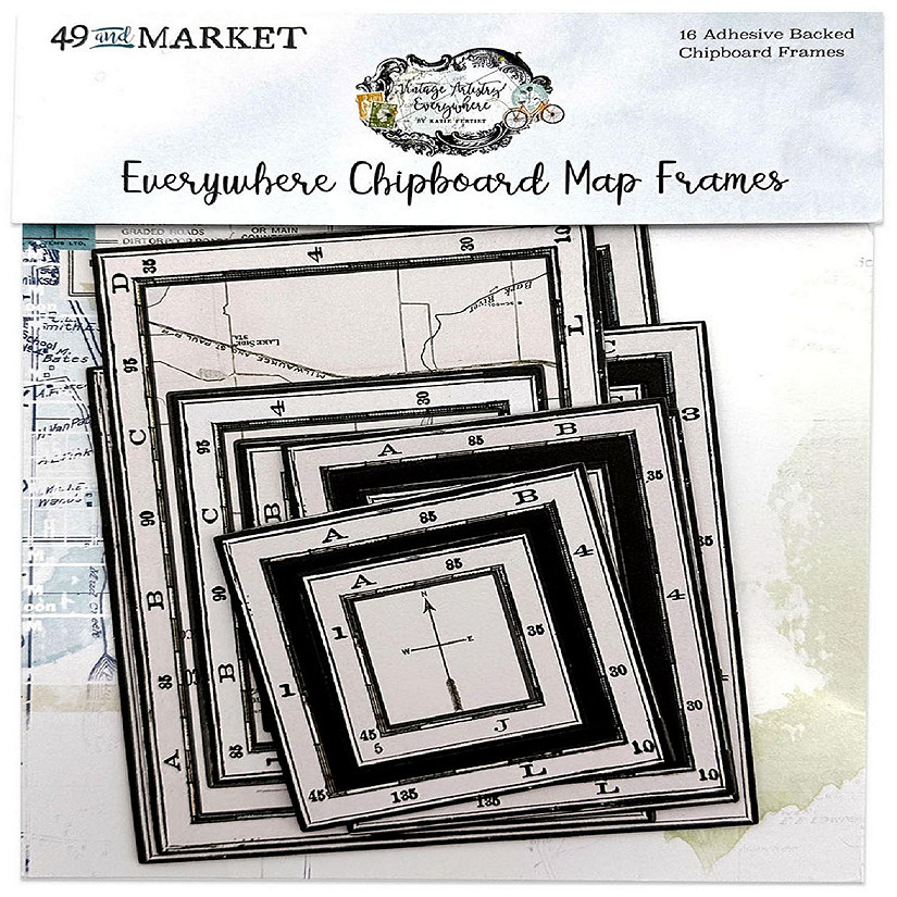 Vintage Artistry Everywhere Chipboard Frame SetMap Oriental Trading
