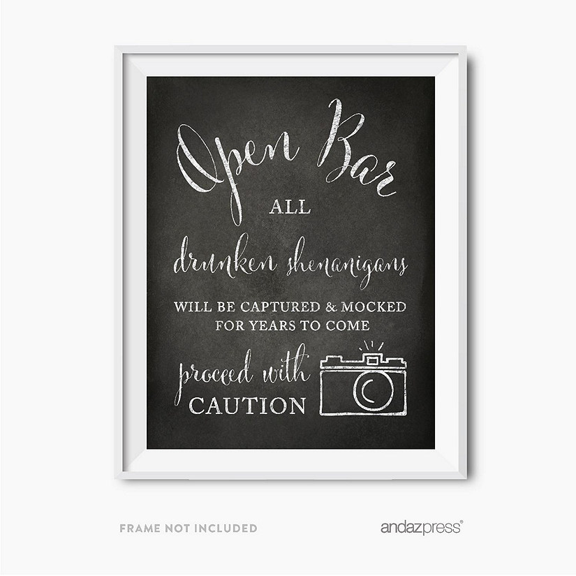 Vintage Chalkboard Open Bar Caution Sign Image