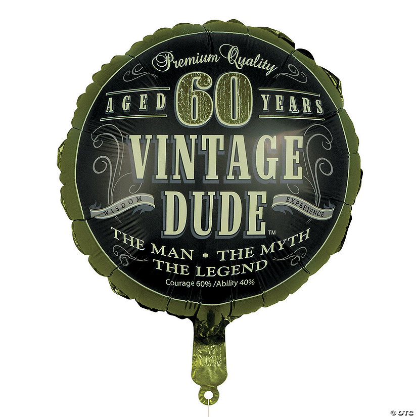Vintage Dude 60th Birthday Metallic 18" Mylar Balloon Image
