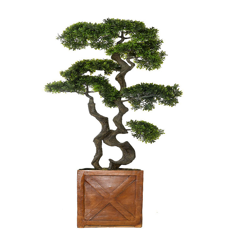 Vintage Home Artificial Faux Real Touch 54" Tall Bonsai Tree And Fiberstone Planter Image
