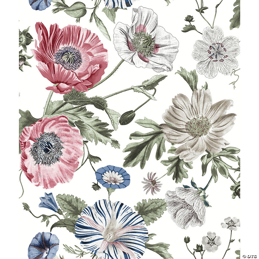 Vintage Poppy Peel & Stick Wallpaper - Pink