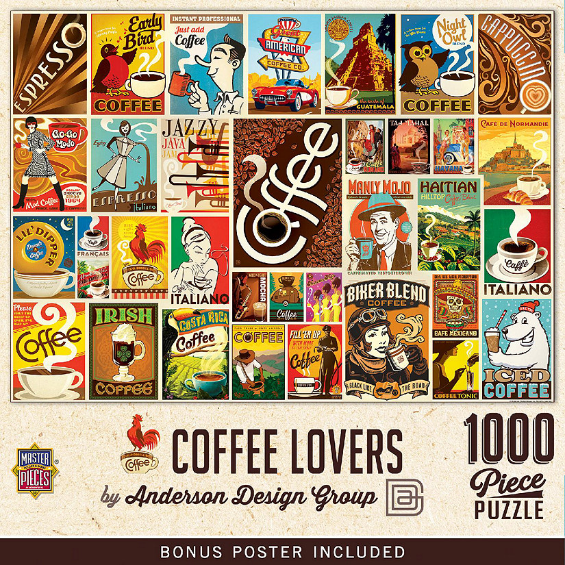 Vintage Posters - Coffee Lovers 1000 Piece Jigsaw Puzzle Image