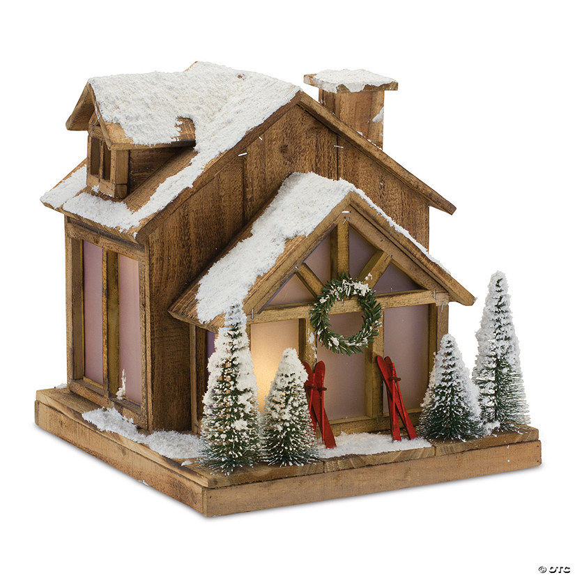 Vintage Ski Lodge Lighted Display 13.75"L X 14.25"H Wood Image