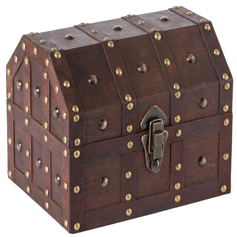 Vintiquewise Black Vintage Caribbean Pirate Chest with Decorative Nailed Design Image