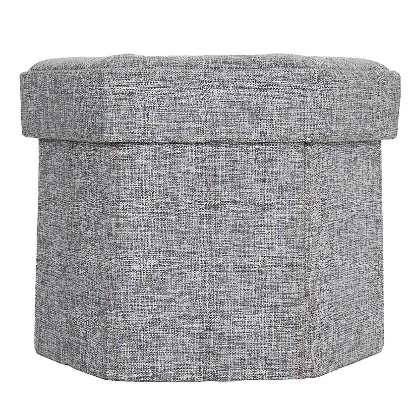 Vintiquewise Medium Decorative Grey Foldable Hexagon Ottoman for Living Room, Bedroom, Dining, Playroom or Office Image