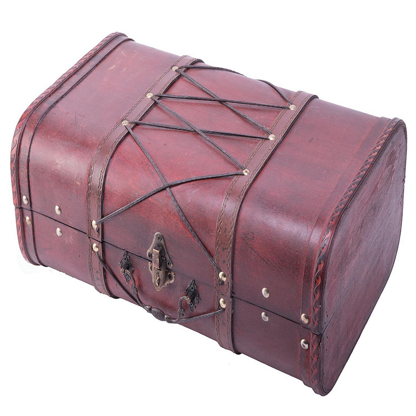 Vintiquewise Pirate Style Cherry Vintage Wooden Luggage with X Design Image
