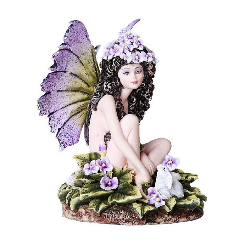 Violet Fairy with Flowers Figurine New Image