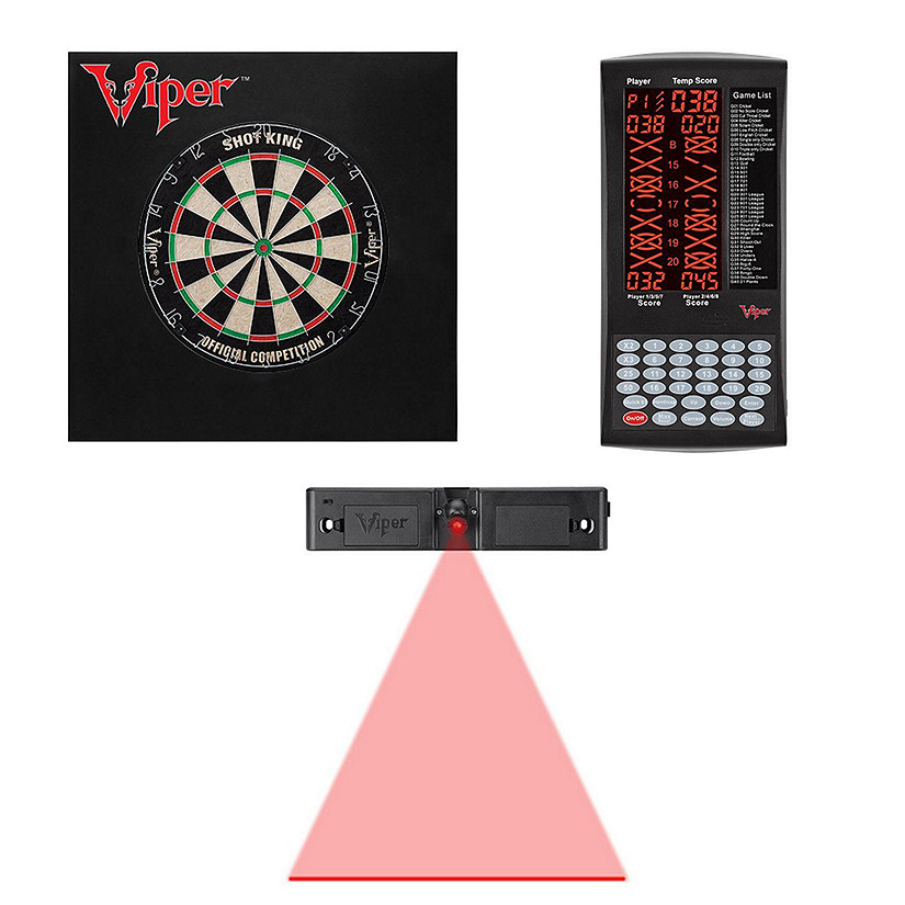 Viper Shot King Bristle Dartboard, ProScore, Dart Laser Line, and Wall Defender II Image
