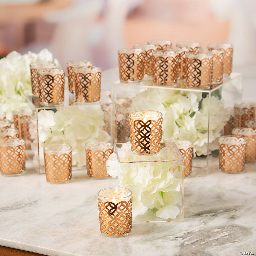 Votive Candle Holders & Rose Gold Wrapper Table Decorating Kit - 146 Pc. Image