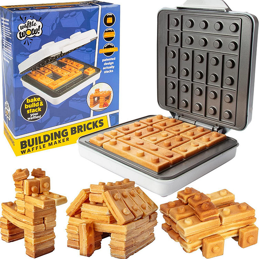Waffle Wow! Building Brick Electric Waffle Maker- Cook Fun, Buildable Waffles, Pancakes in Minutes - Build Houses, Cars & More Out of Stackable Waffles Image