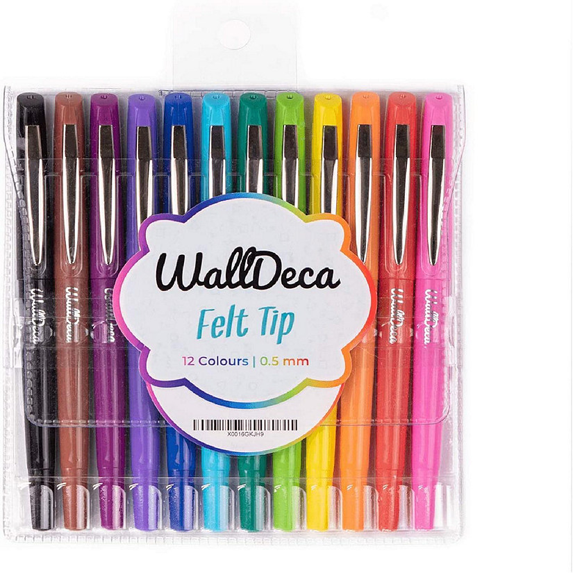 WallDeca Felt Tip Pens, Made for Everyday Writing, Journals, Notes and Doodling (12-Pack) Image