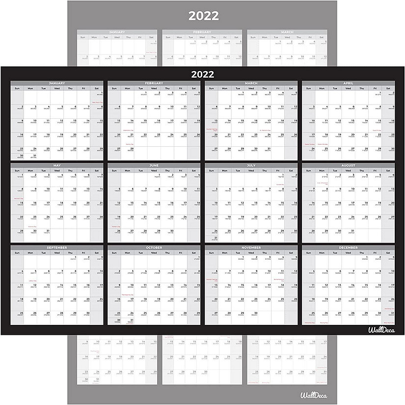WallDeca Large Annual Erasable Laminated Wall Calendar, 24 x 36 Inch (Jan 2023 - Dec 2023) Image