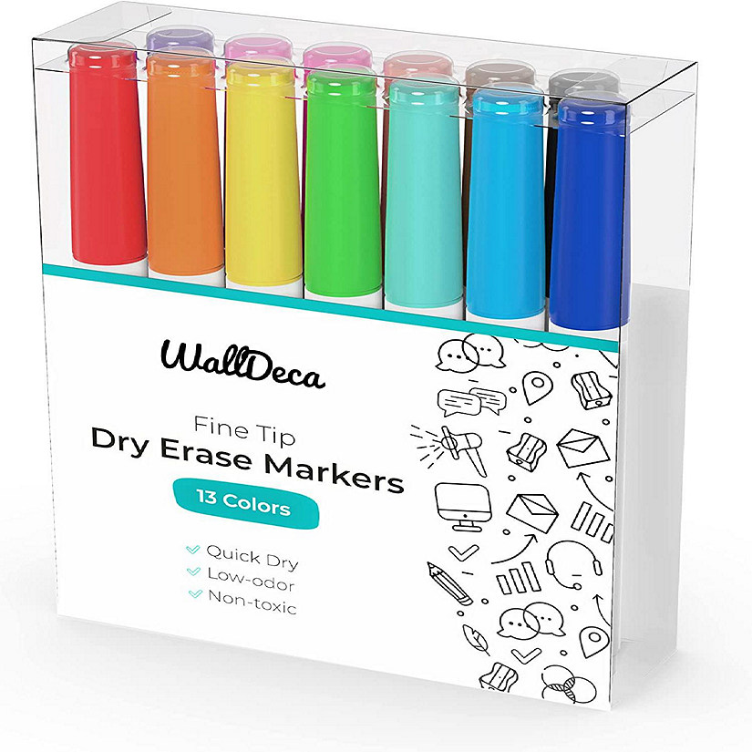 WallDeca (Multicoloured - 13Pk) Low-Odor Dry Erase Markers Image