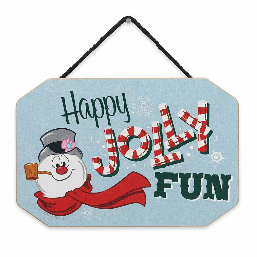 Warner Brothers 5x8 Frosty the Snowman Happy Jolly Fun Christmas Hanging Wood Wall Decor Image