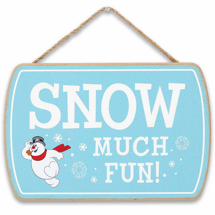 Warner Brothers 5x8 Warner Brothers Frosty the Snowman Snow Much Fun Christmas Hanging Wood Wall Decor Image